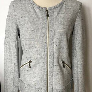 anthropologie DREW Grey Zip Front Sweater Jacket